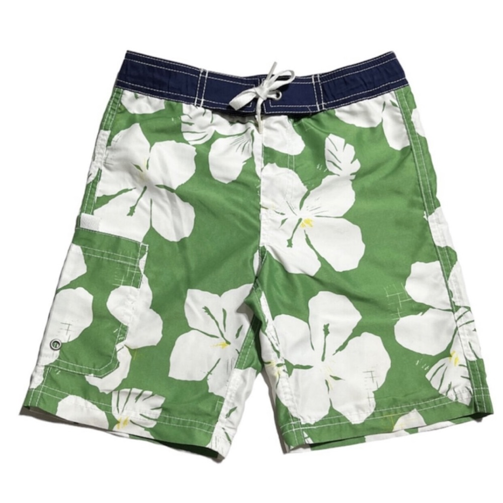 Hanna Andersson green tropical swim trunks 110cm/5 years